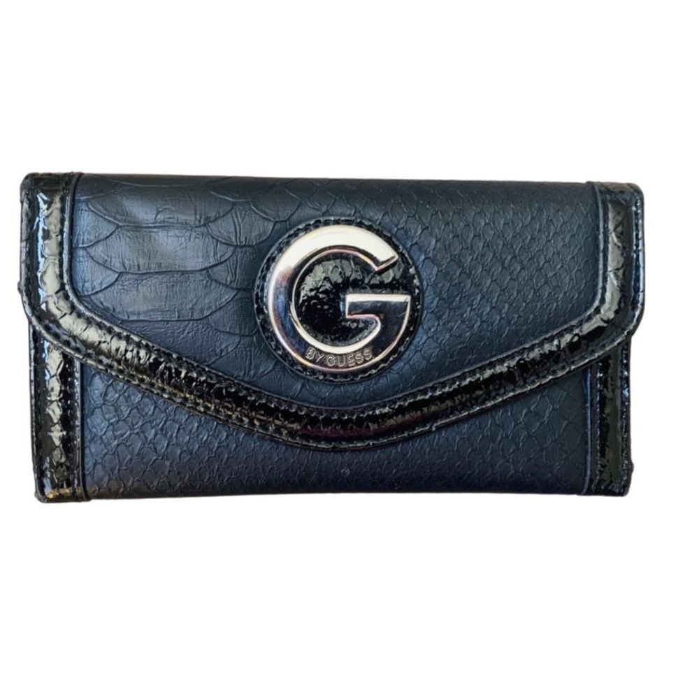 Small GUESS Black & Silver Beautiful Long Wallet Carry Cash Cards Coins